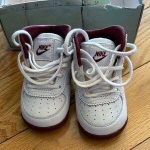 Nike Baby Jordan  85’ White and Burgundy Sneakers